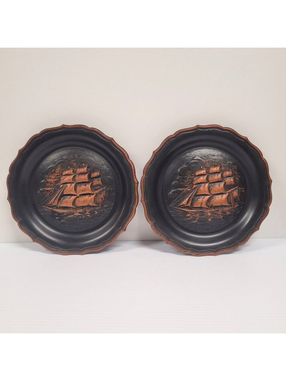 Coppercraft Guild Nautical Wall 3D Plaque Dart Inds 1974 Sailing Ship 9.5" #7349